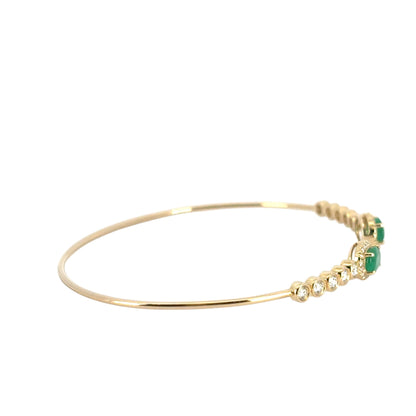 14k Yellow Gold 0.53ctw Round Brilliant Diamond and 0.88ctw Emerald Bracelet