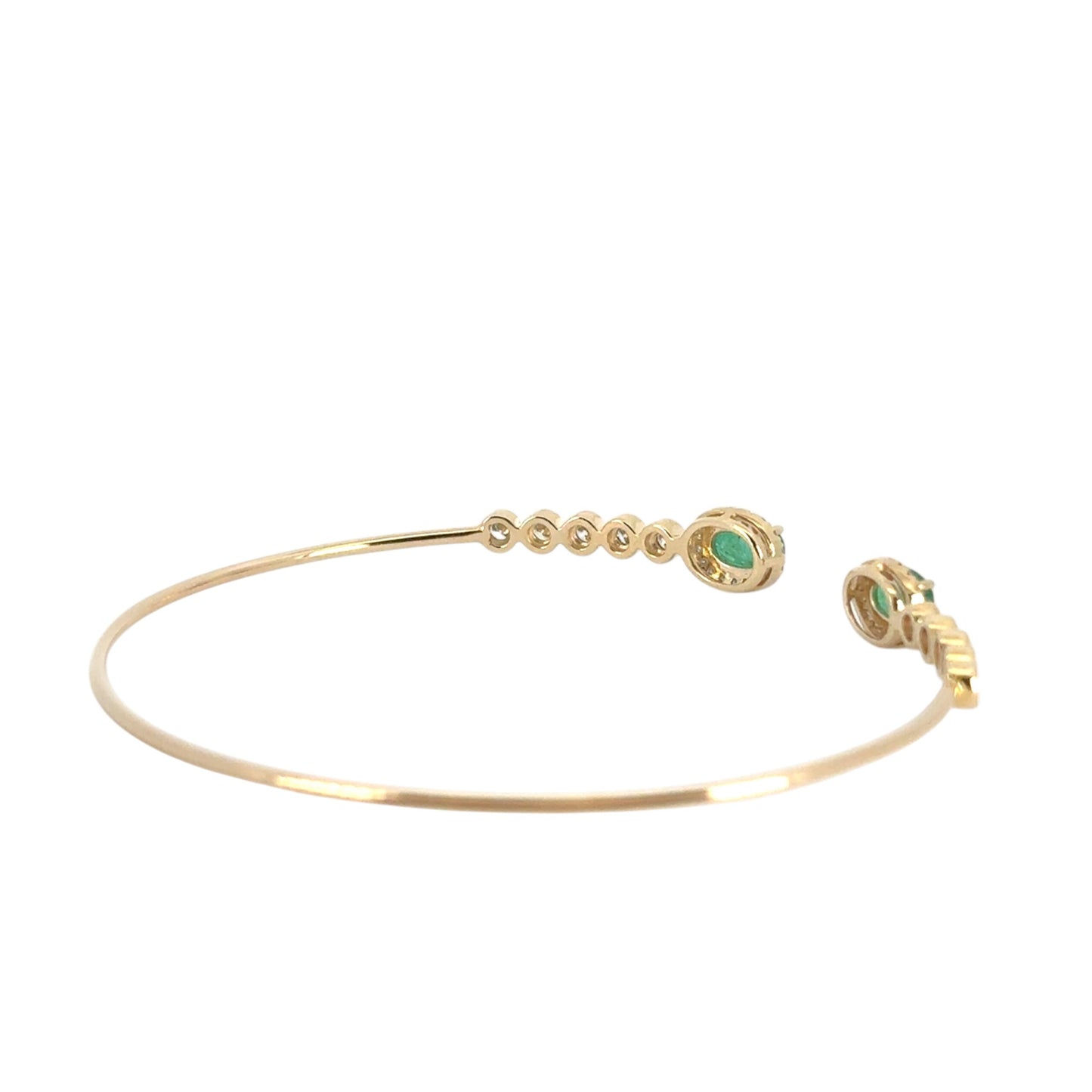 14k Yellow Gold 0.53ctw Round Brilliant Diamond and 0.88ctw Emerald Bracelet