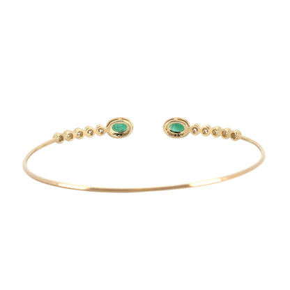 14k Yellow Gold 0.53ctw Round Brilliant Diamond and 0.88ctw Emerald Bracelet