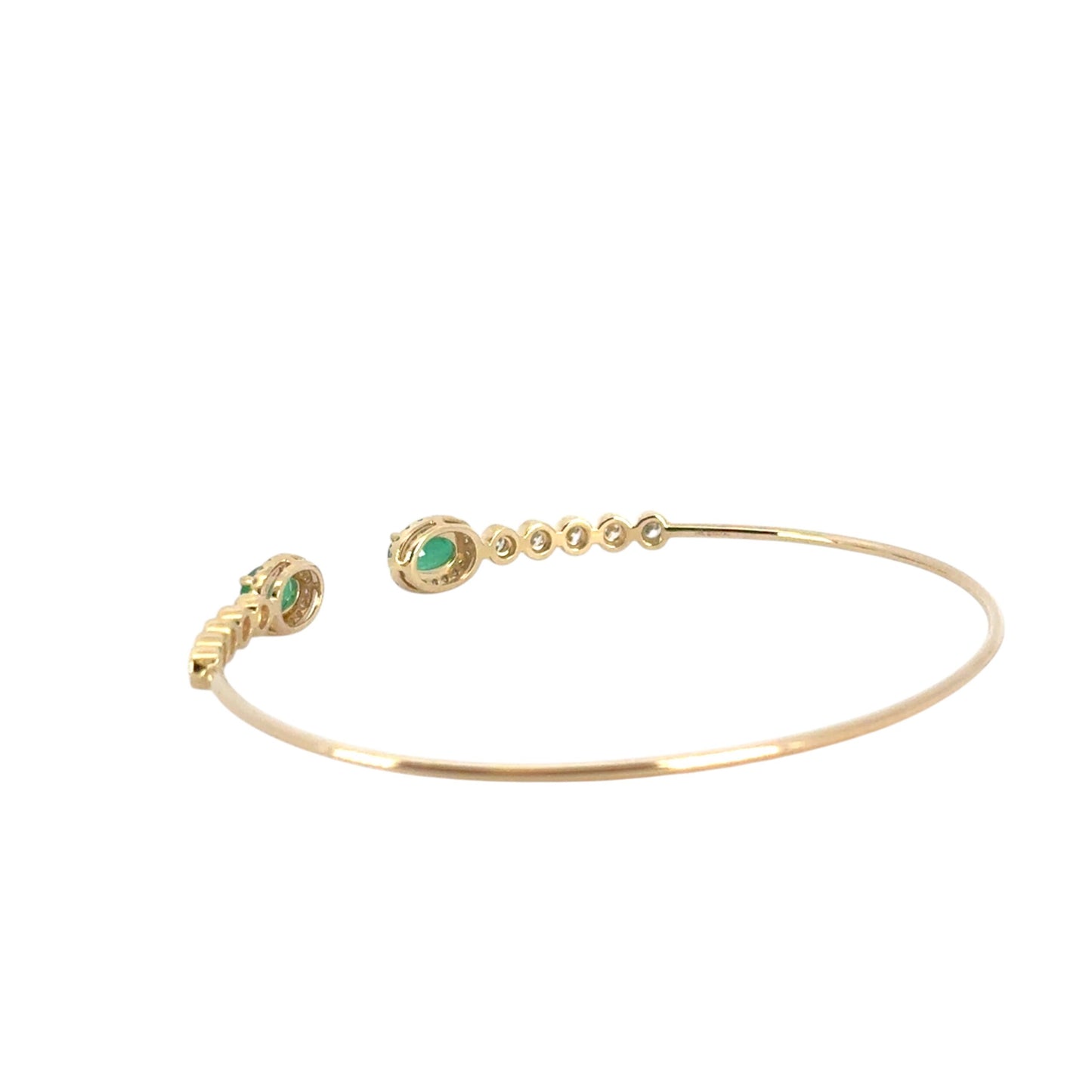 14k Yellow Gold 0.53ctw Round Brilliant Diamond and 0.88ctw Emerald Bracelet