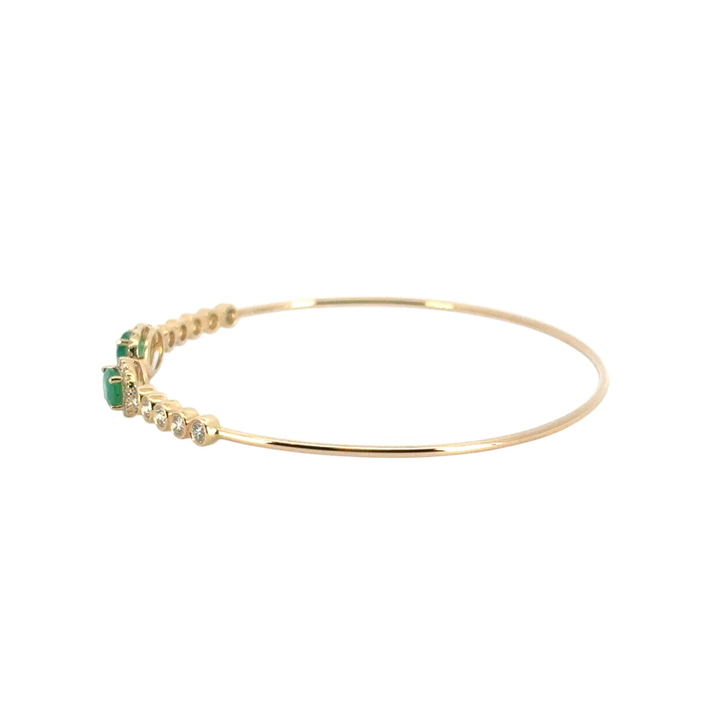14k Yellow Gold 0.53ctw Round Brilliant Diamond and 0.88ctw Emerald Bracelet