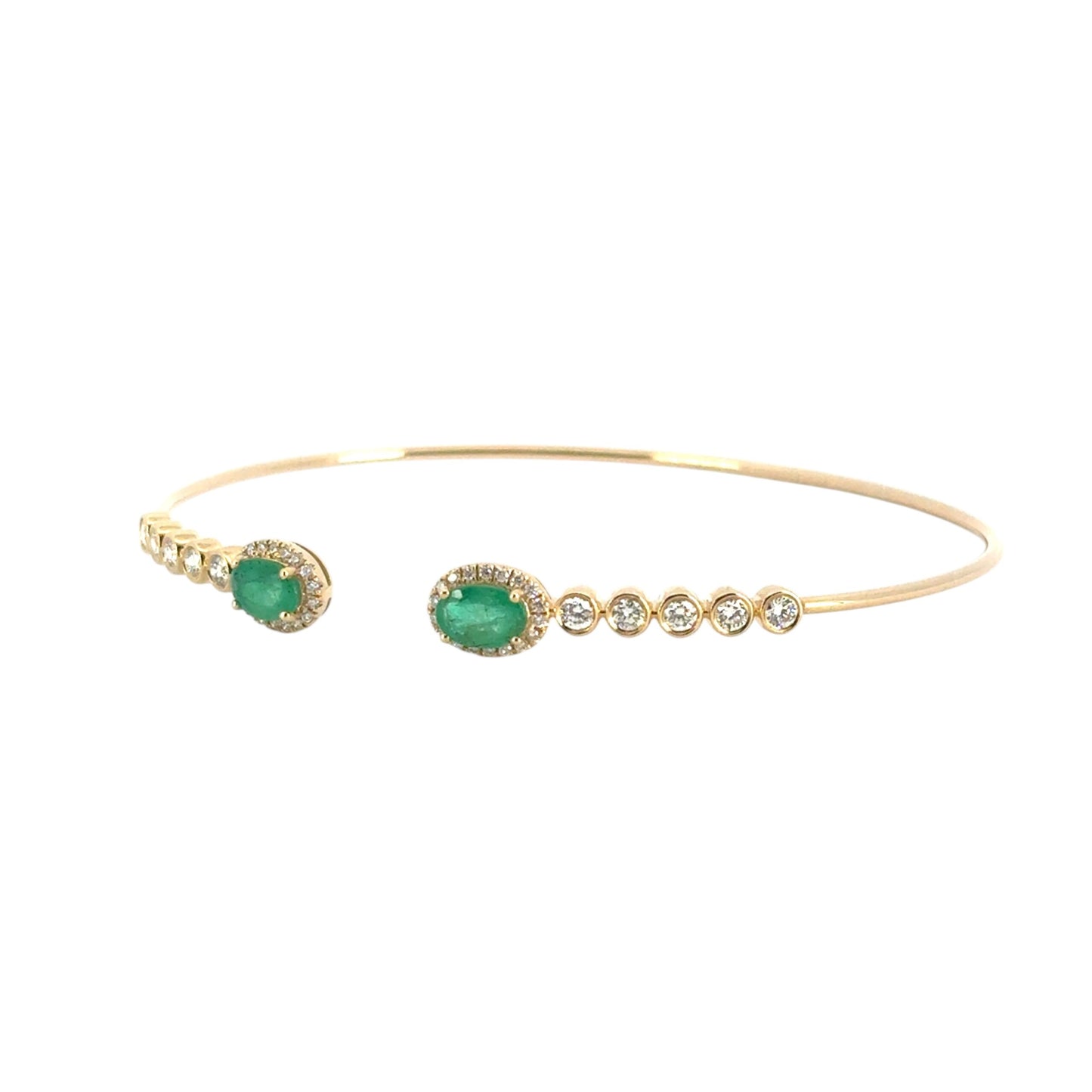 14k Yellow Gold 0.53ctw Round Brilliant Diamond and 0.88ctw Emerald Bracelet