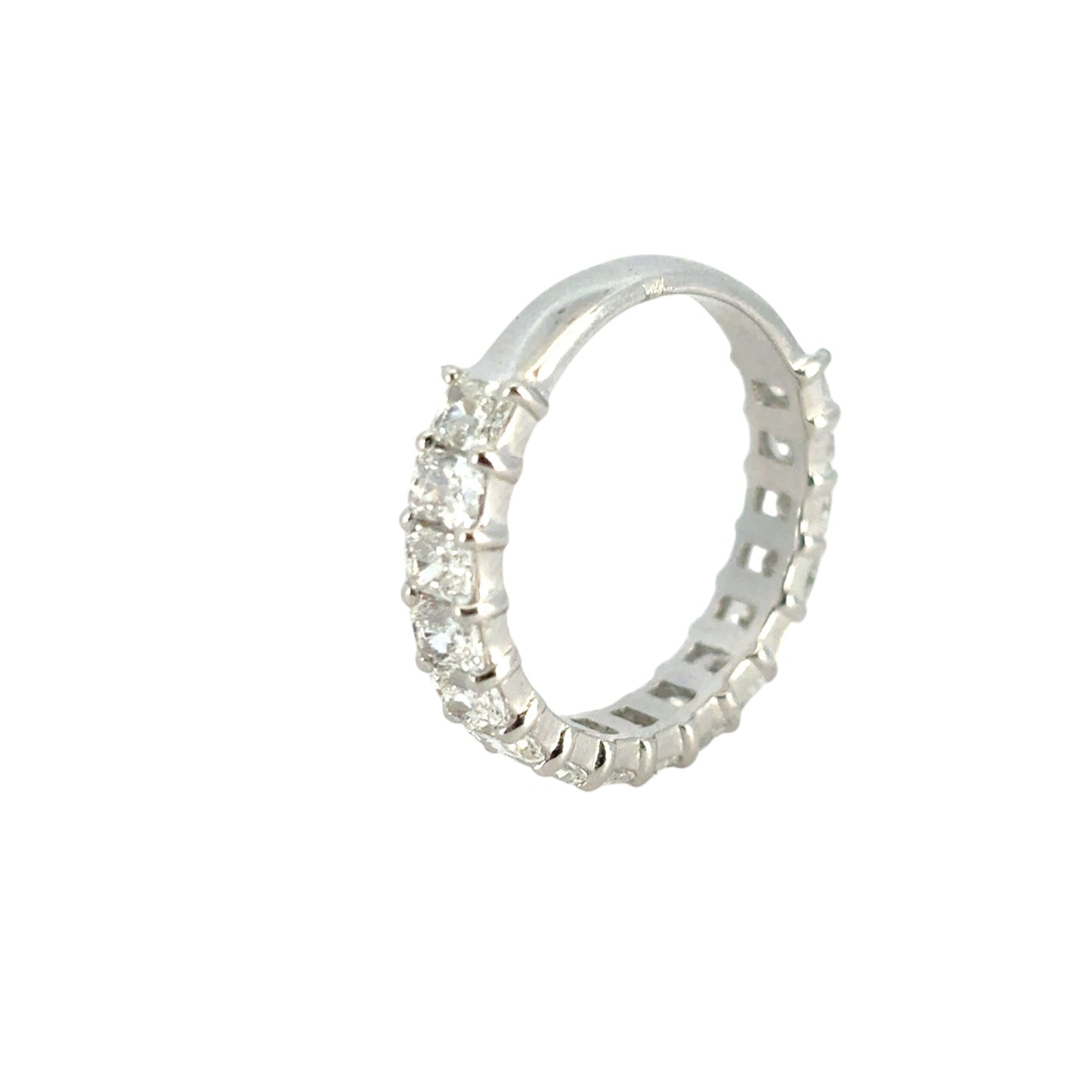 14k White Gold 2.32ctw Emerald Diamond 3/4 Eternity Band Ring