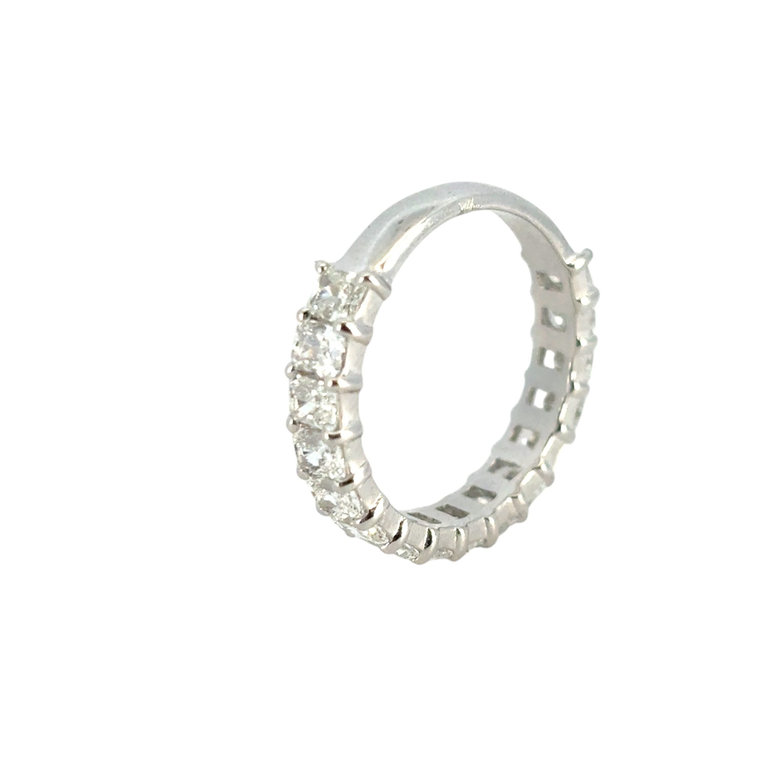 14k White Gold 2.32ctw Emerald Diamond 3/4 Eternity Band Ring