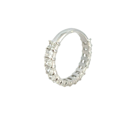 14k White Gold 2.32ctw Emerald Diamond 3/4 Eternity Band Ring