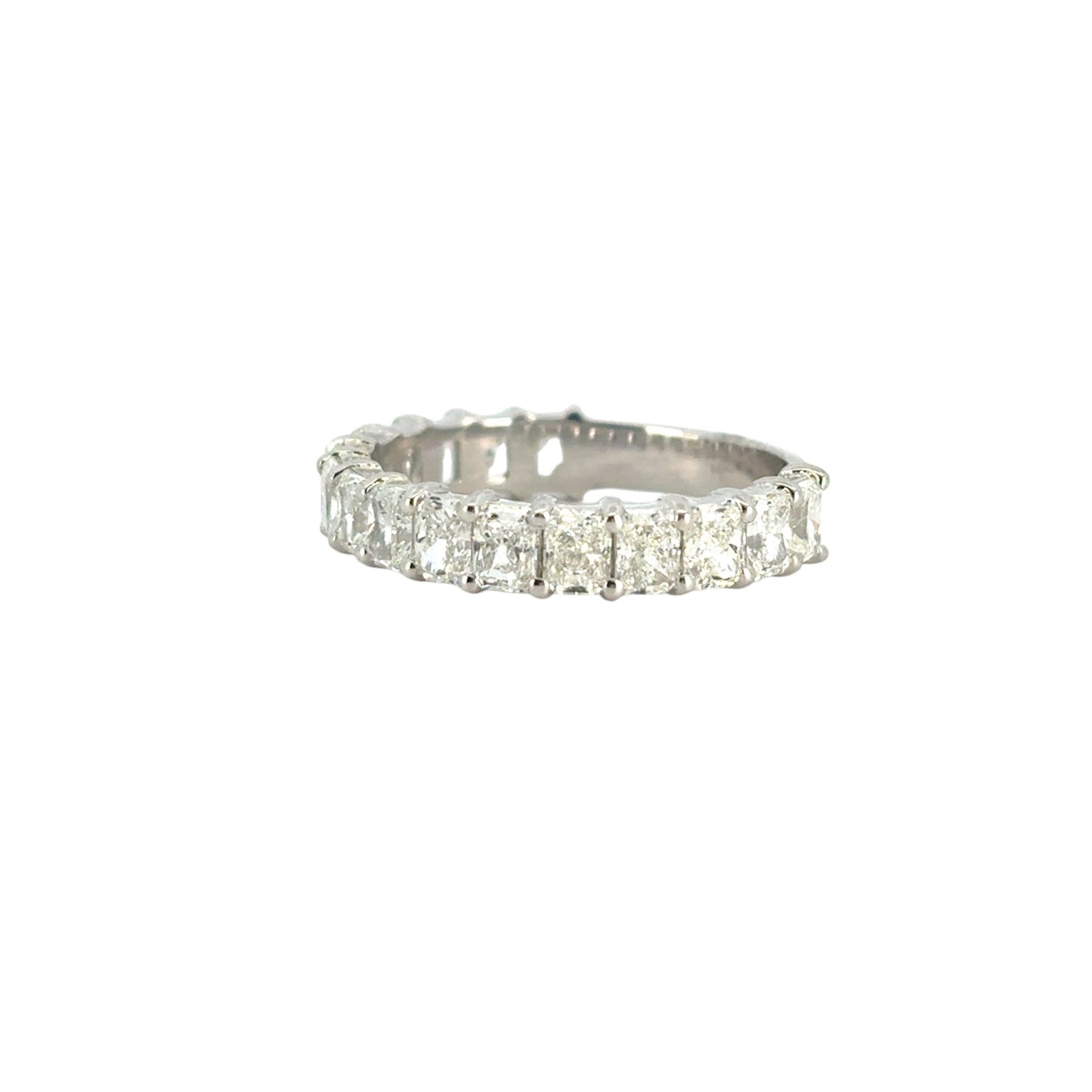14k White Gold 2.32ctw Emerald Diamond 3/4 Eternity Band Ring