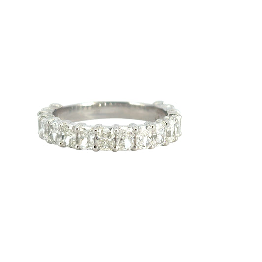 14k White Gold 2.32ctw Emerald Diamond 3/4 Eternity Band Ring