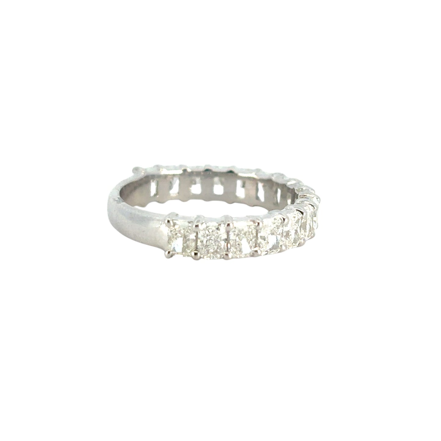 14k White Gold 2.32ctw Emerald Diamond 3/4 Eternity Band Ring