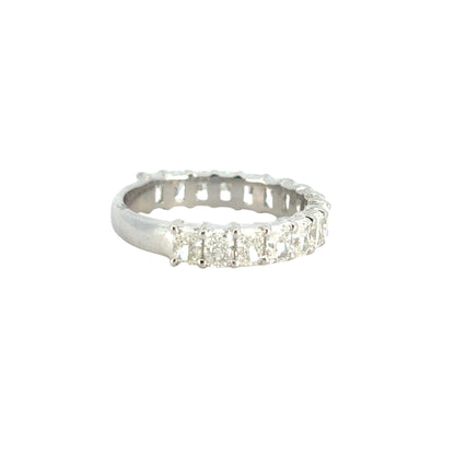 14k White Gold 2.32ctw Emerald Diamond 3/4 Eternity Band Ring