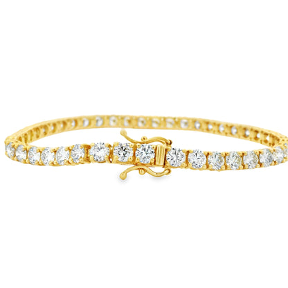 14k Yellow Gold 9.04ctw Round Brilliant Diamond Tennis Bracelet