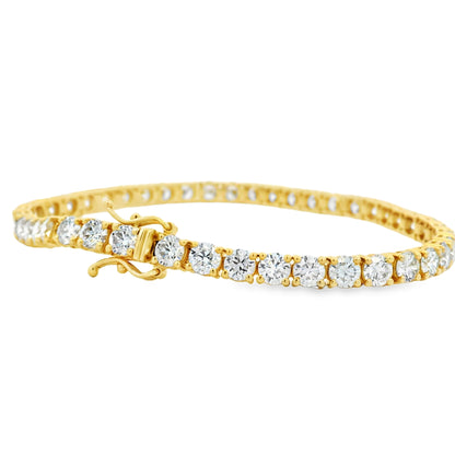 14k Yellow Gold 9.04ctw Round Brilliant Diamond Tennis Bracelet