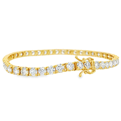 14k Yellow Gold 9.04ctw Round Brilliant Diamond Tennis Bracelet