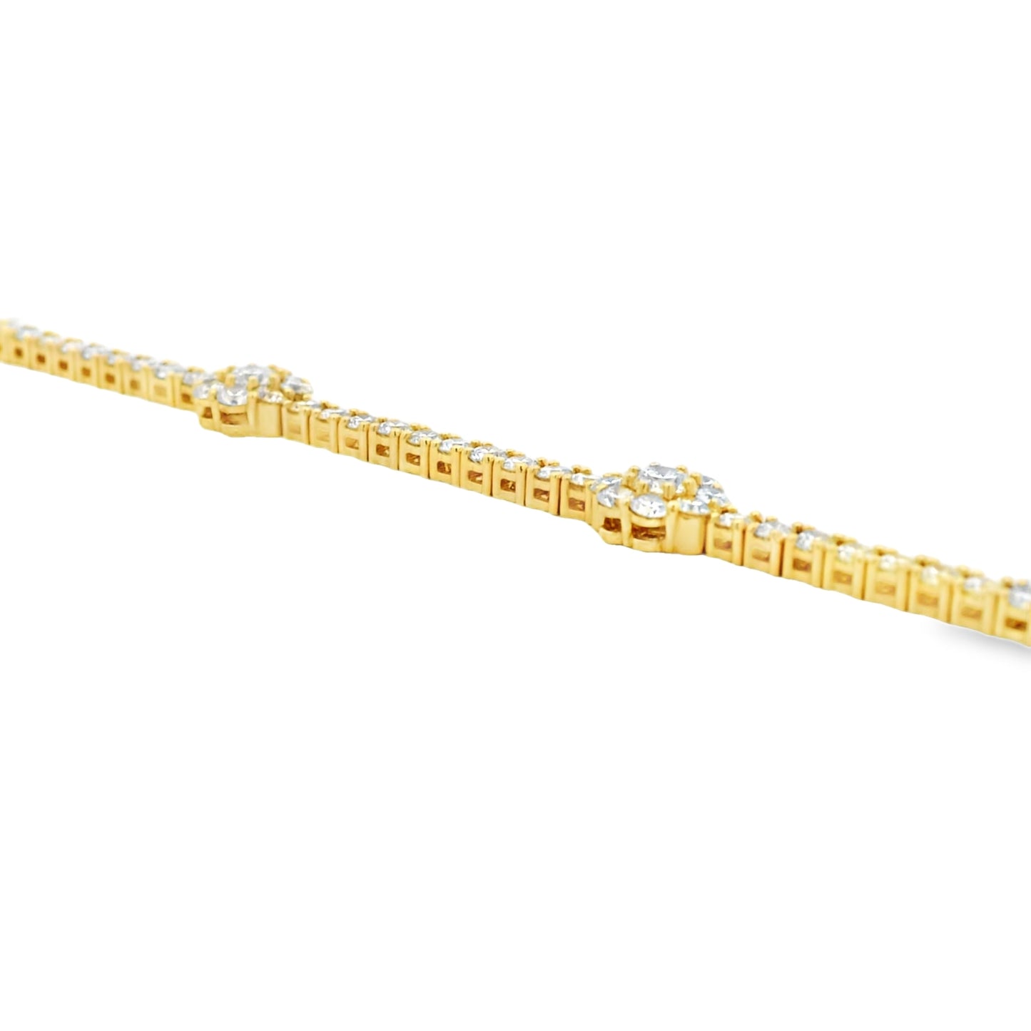 14k Yellow Gold 4.10ctw Round Diamond and 0.75ctw Diamond Flower Tennis Bracelet