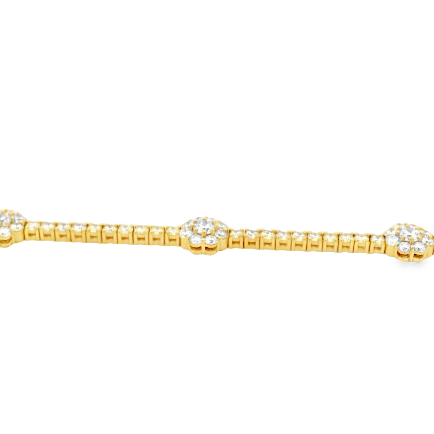 14k Yellow Gold 4.10ctw Round Diamond and 0.75ctw Diamond Flower Tennis Bracelet