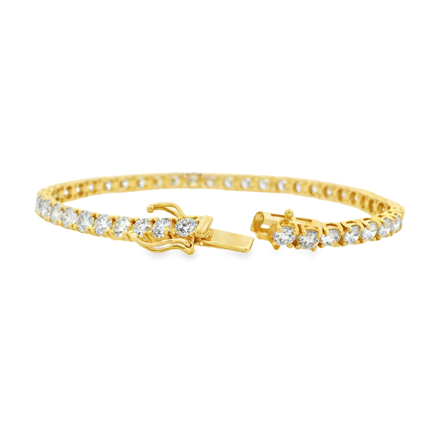 14k Yellow Gold 9.04ctw Round Brilliant Diamond Tennis Bracelet