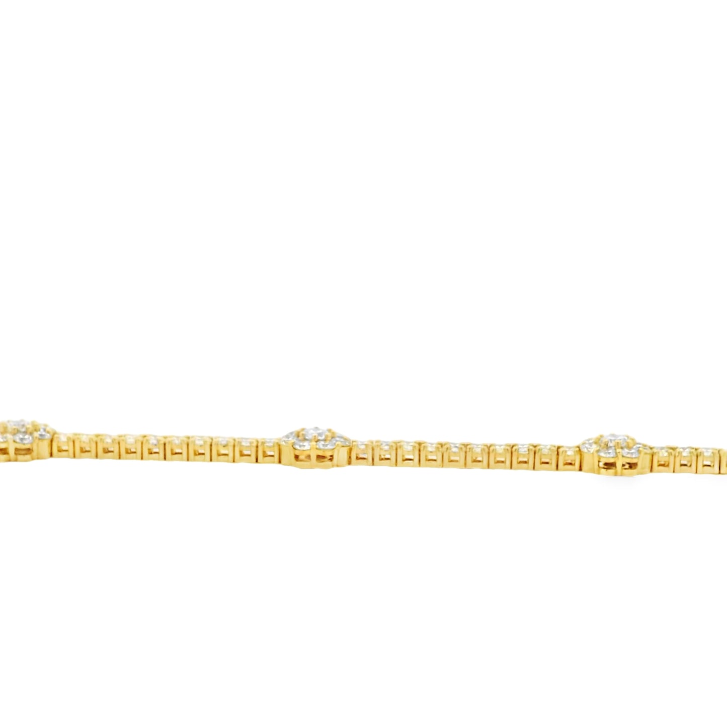 14k Yellow Gold 4.10ctw Round Diamond and 0.75ctw Diamond Flower Tennis Bracelet