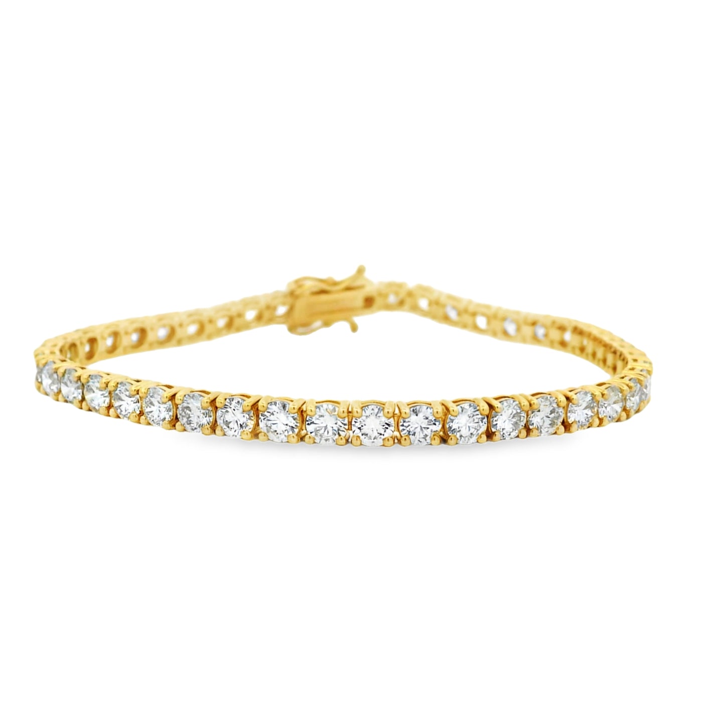 14k Yellow Gold 9.04ctw Round Brilliant Diamond Tennis Bracelet