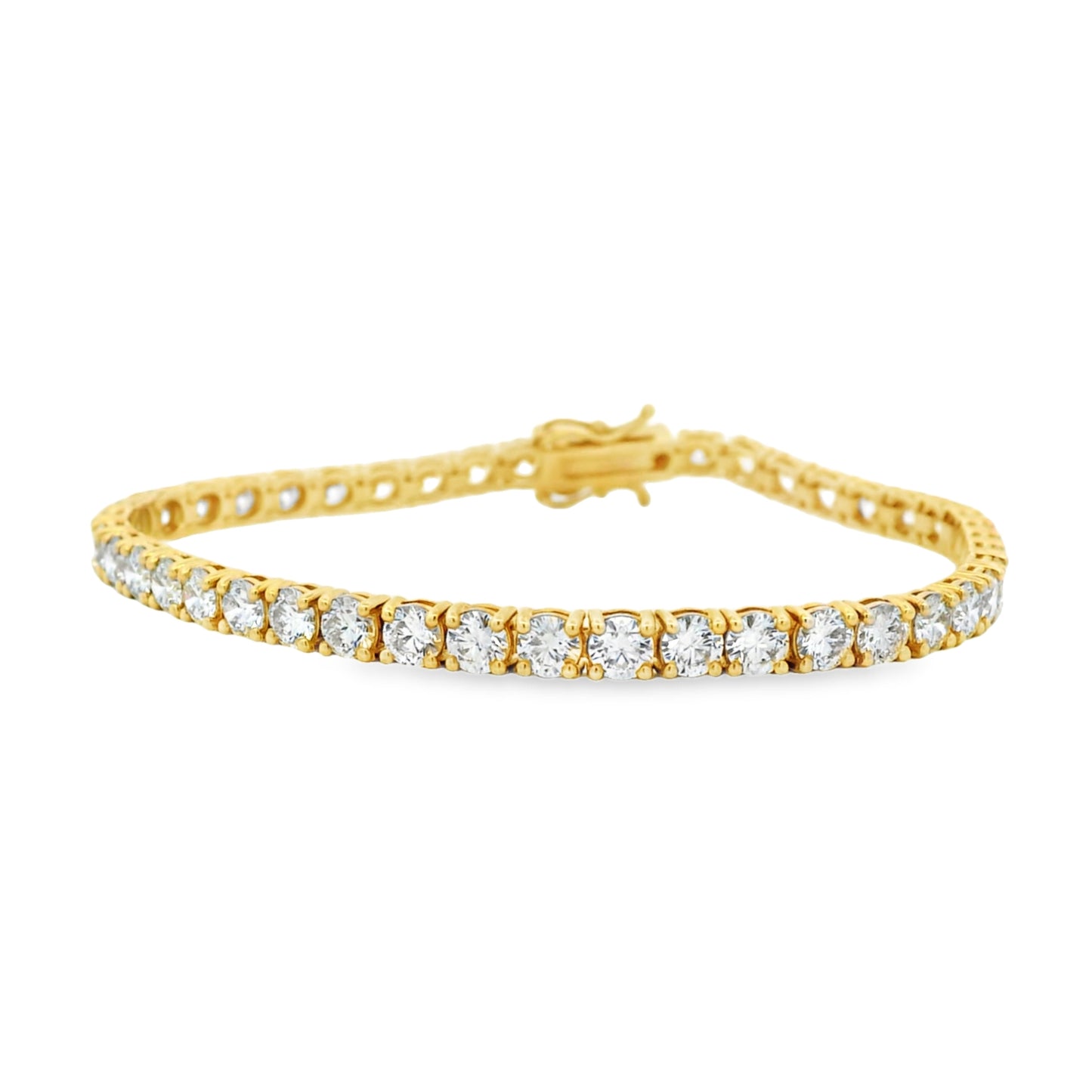 14k Yellow Gold 9.04ctw Round Brilliant Diamond Tennis Bracelet