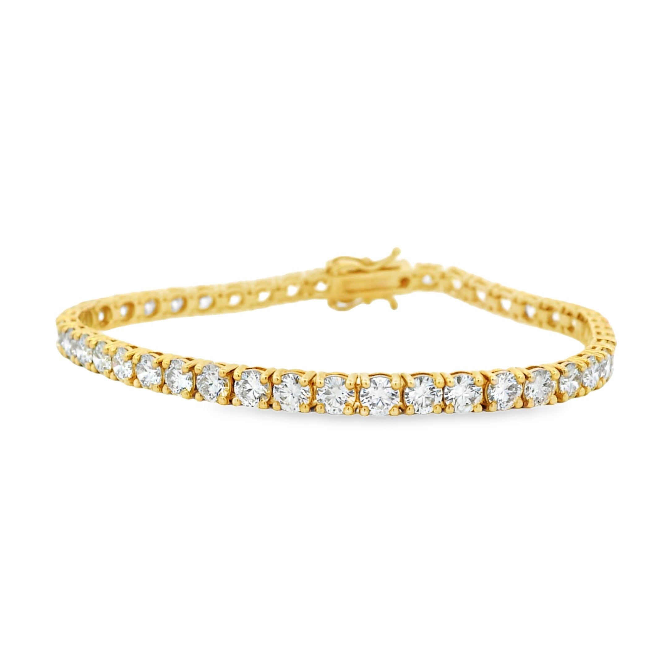 14k Yellow Gold 9.04ctw Round Brilliant Diamond Tennis Bracelet