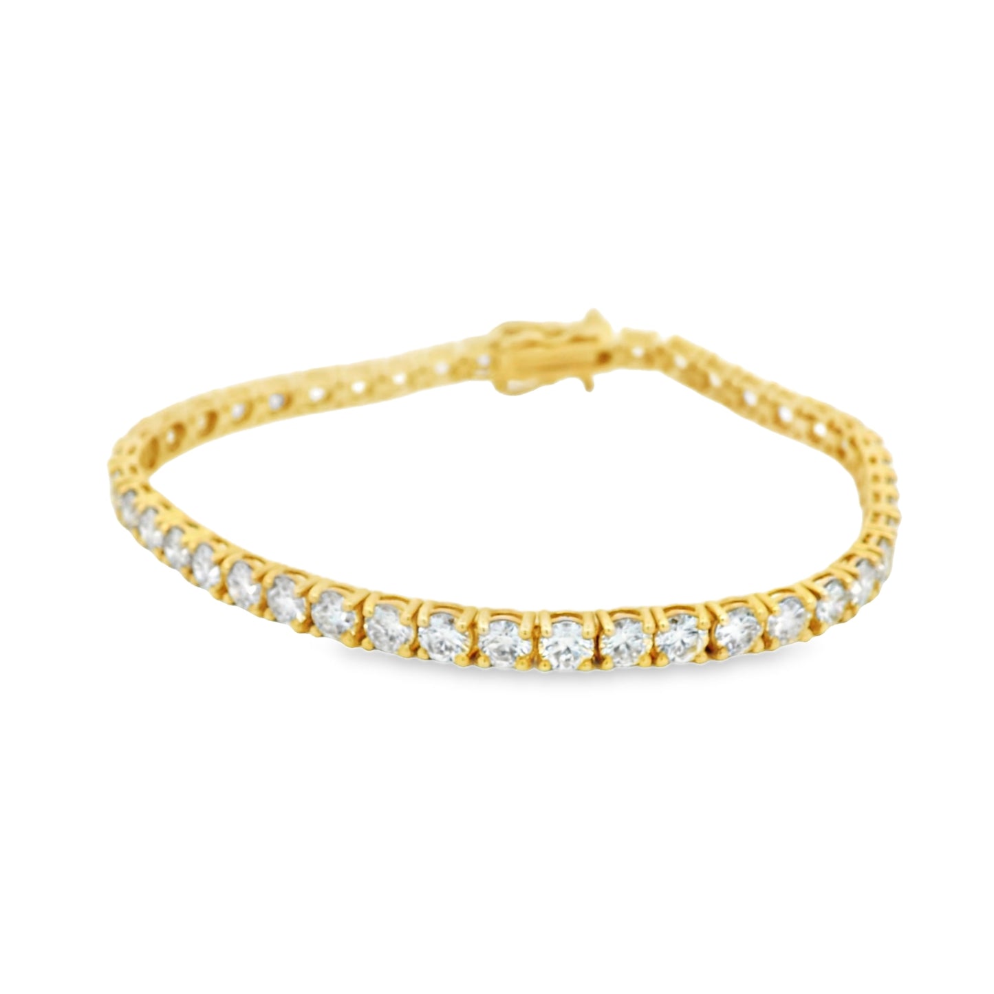 14k Yellow Gold 9.04ctw Round Brilliant Diamond Tennis Bracelet