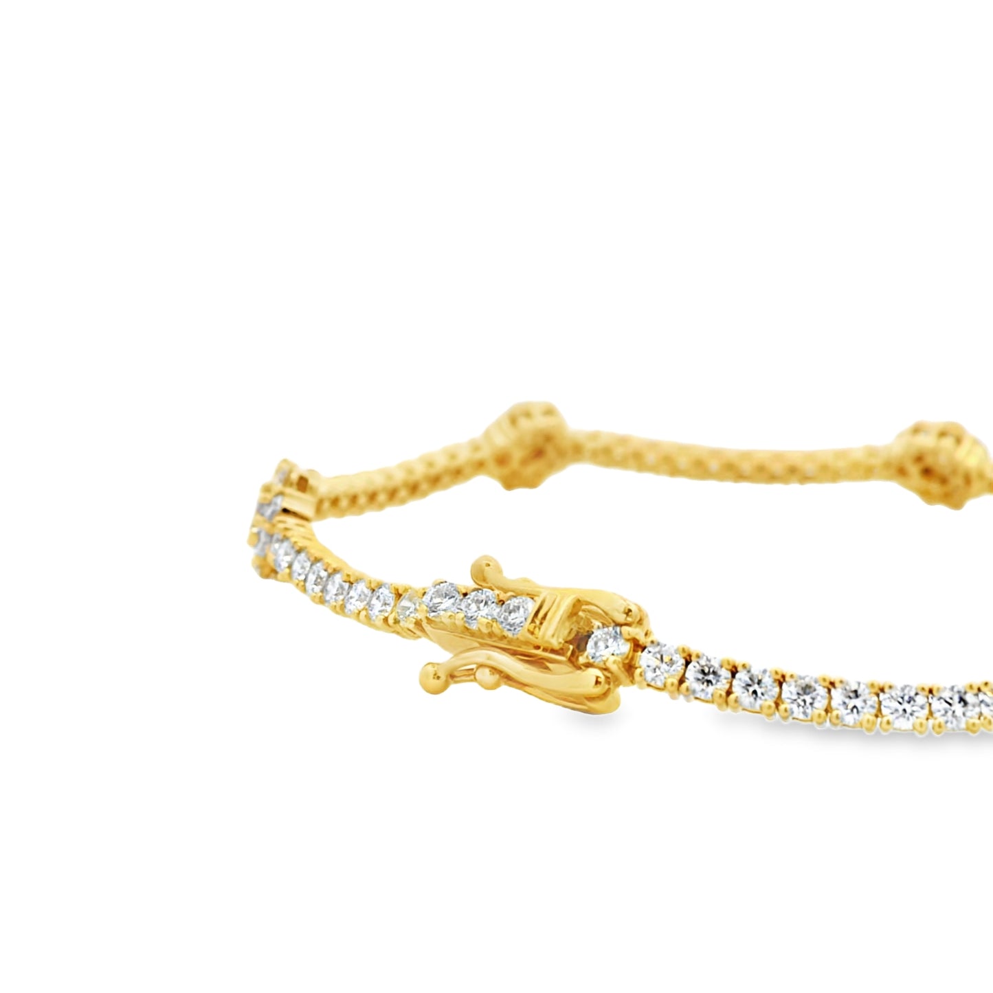 14k Yellow Gold 4.10ctw Round Diamond and 0.75ctw Diamond Flower Tennis Bracelet