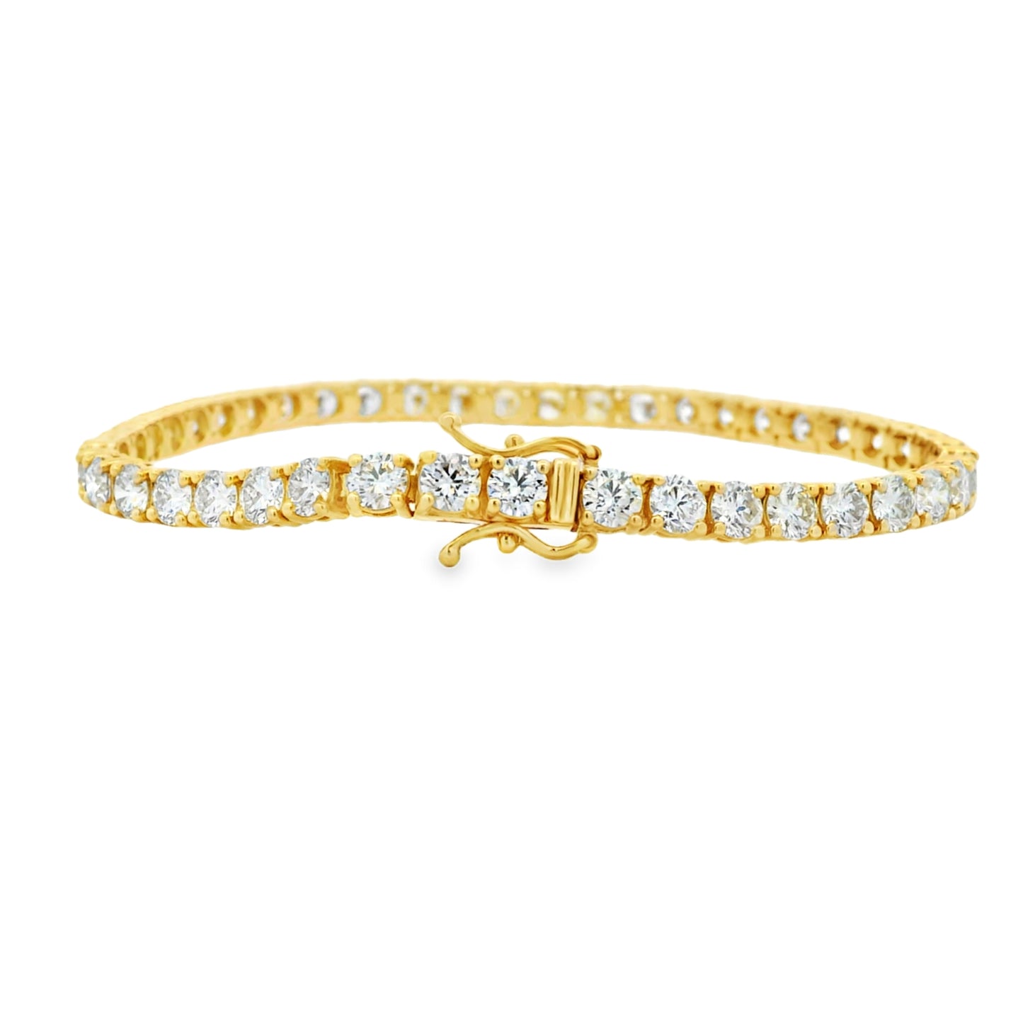 14k Yellow Gold 9.04ctw Round Brilliant Diamond Tennis Bracelet
