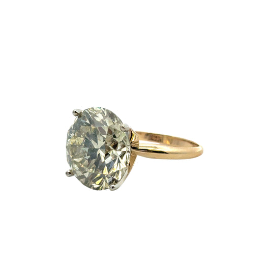14k Yellow Gold Solitaire Engagement Ring Set with a 15.30ct Round Brilliant Diamond
