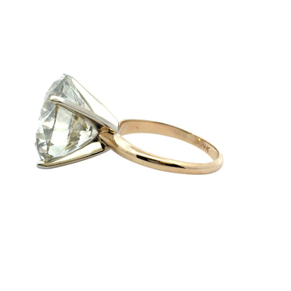 14k Yellow Gold Solitaire Engagement Ring Set with a 15.30ct Round Brilliant Diamond