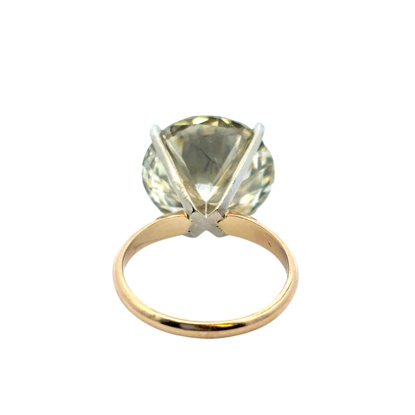14k Yellow Gold Solitaire Engagement Ring Set with a 15.30ct Round Brilliant Diamond