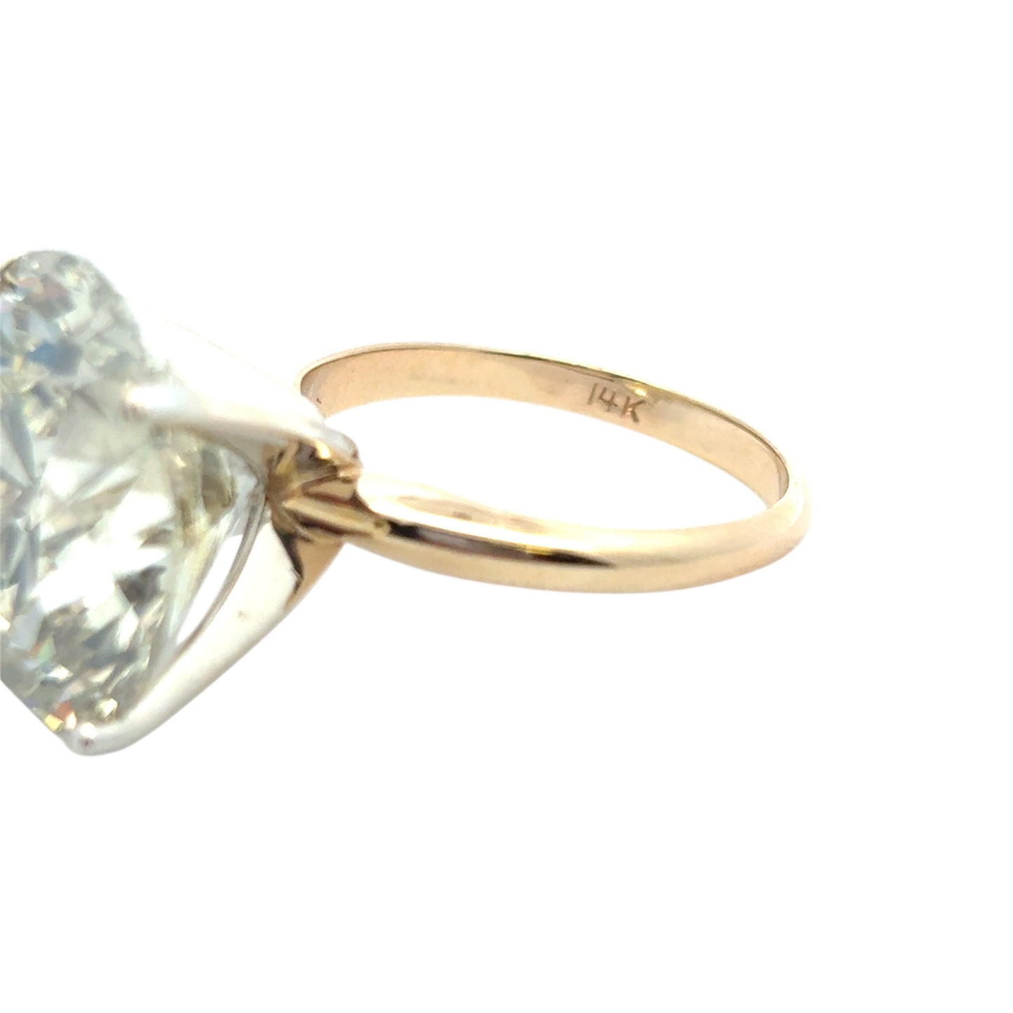 14k Yellow Gold Solitaire Engagement Ring Set with a 15.30ct Round Brilliant Diamond