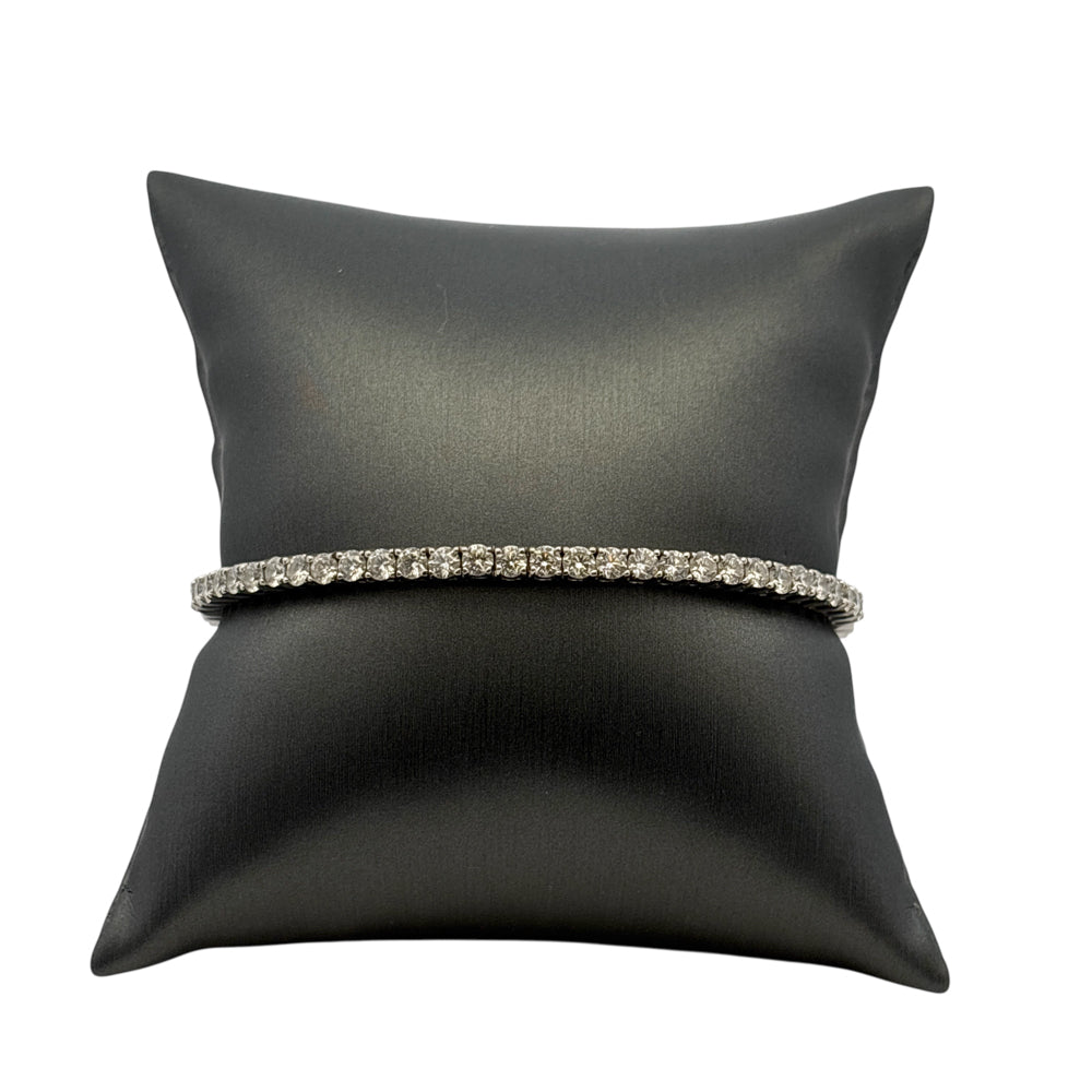 14k White Gold 3ctw Natural Round Diamond Bangle Bracelet