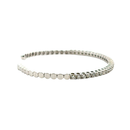 14k White Gold 3ctw Natural Round Diamond Bangle Bracelet