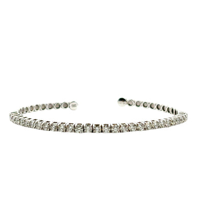 14k White Gold 3ctw Natural Round Diamond Bangle Bracelet