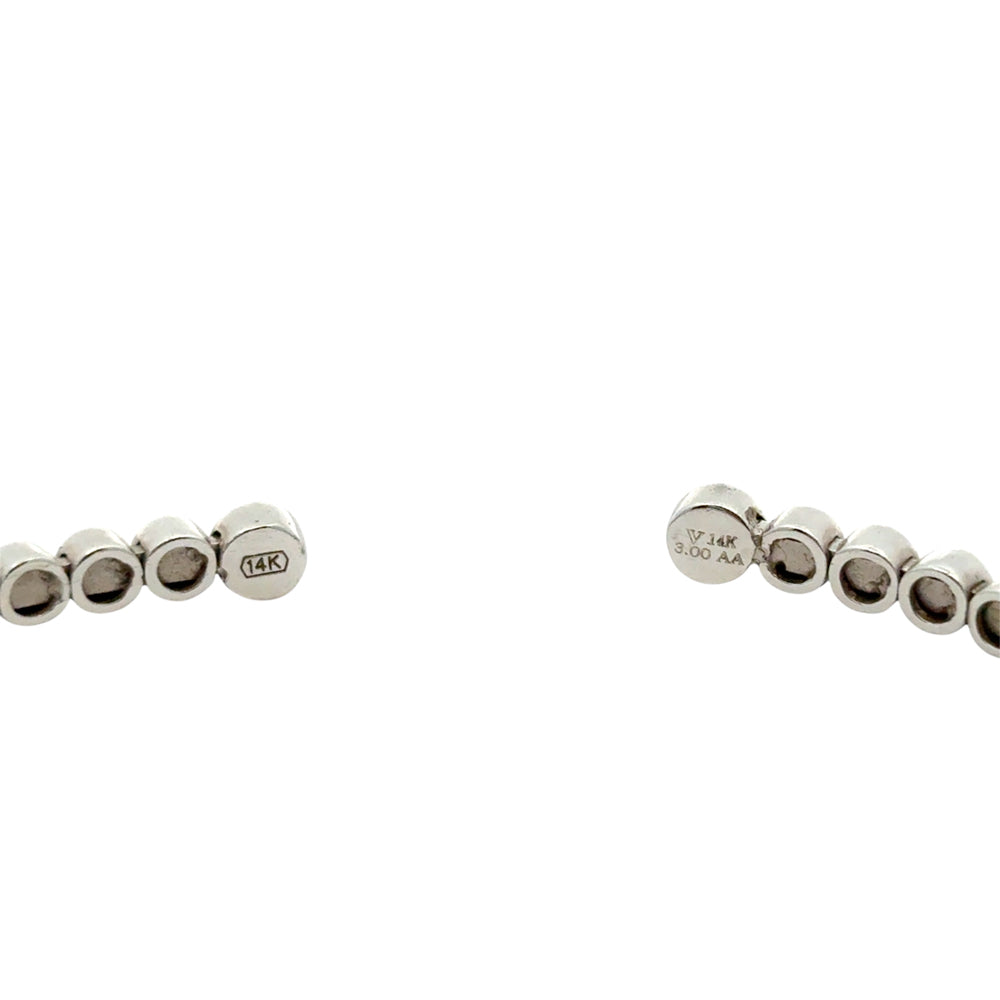 14k White Gold 3ctw Natural Round Diamond Bangle Bracelet