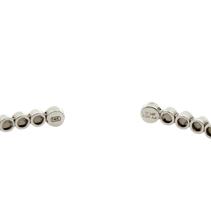 14k White Gold 3ctw Natural Round Diamond Bangle Bracelet