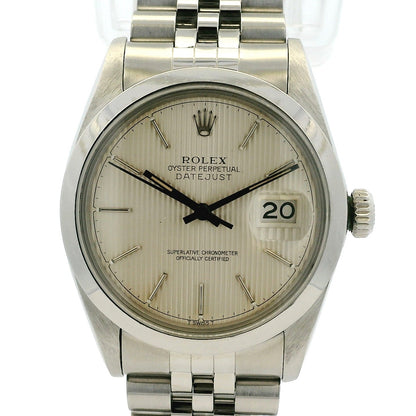 Rolex 16000 Datejust Stainless Steel Silver Tapestry Dial Watch