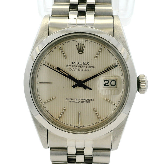 Rolex 16000 Datejust Stainless Steel Silver Tapestry Dial Watch