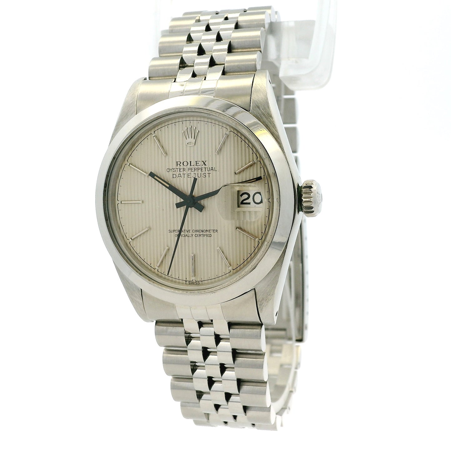 Rolex 16000 Datejust Stainless Steel Silver Tapestry Dial Watch