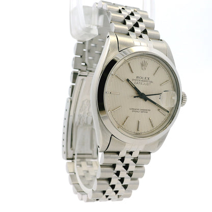 Rolex 16000 Datejust Stainless Steel Silver Tapestry Dial Watch