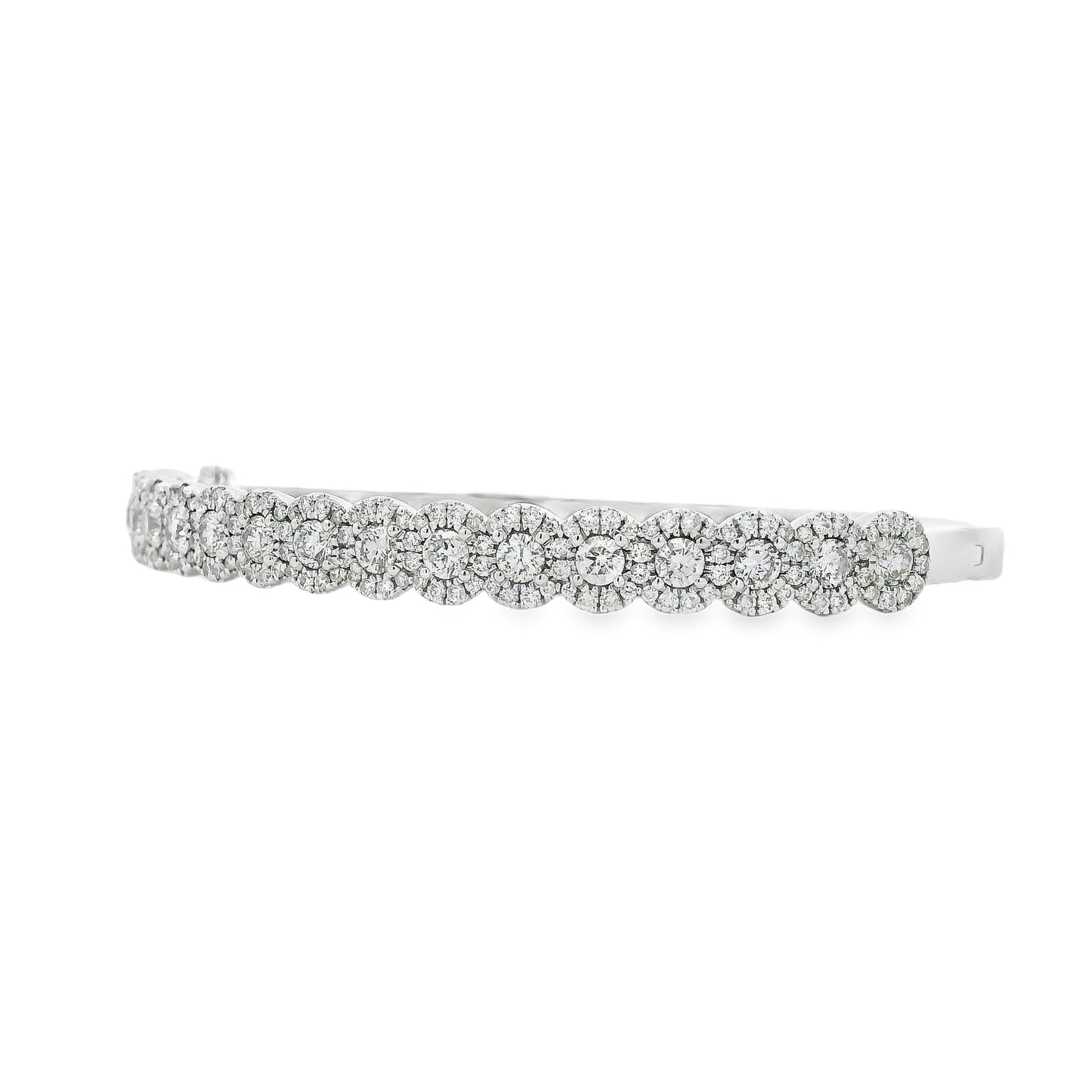 14k White Gold 2.79ctw Round Diamond Bangle Bracelet