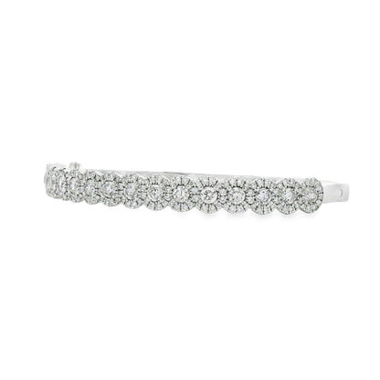 14k White Gold 2.79ctw Round Diamond Bangle Bracelet