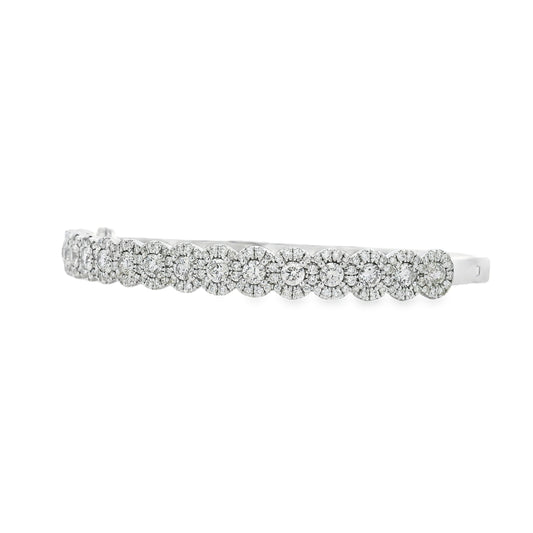 14k White Gold 2.79ctw Round Diamond Bangle Bracelet