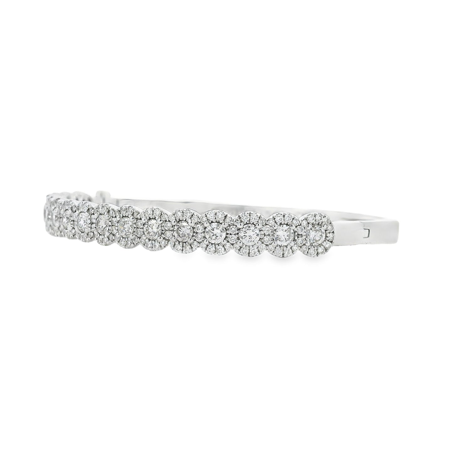 14k White Gold 2.79ctw Round Diamond Bangle Bracelet