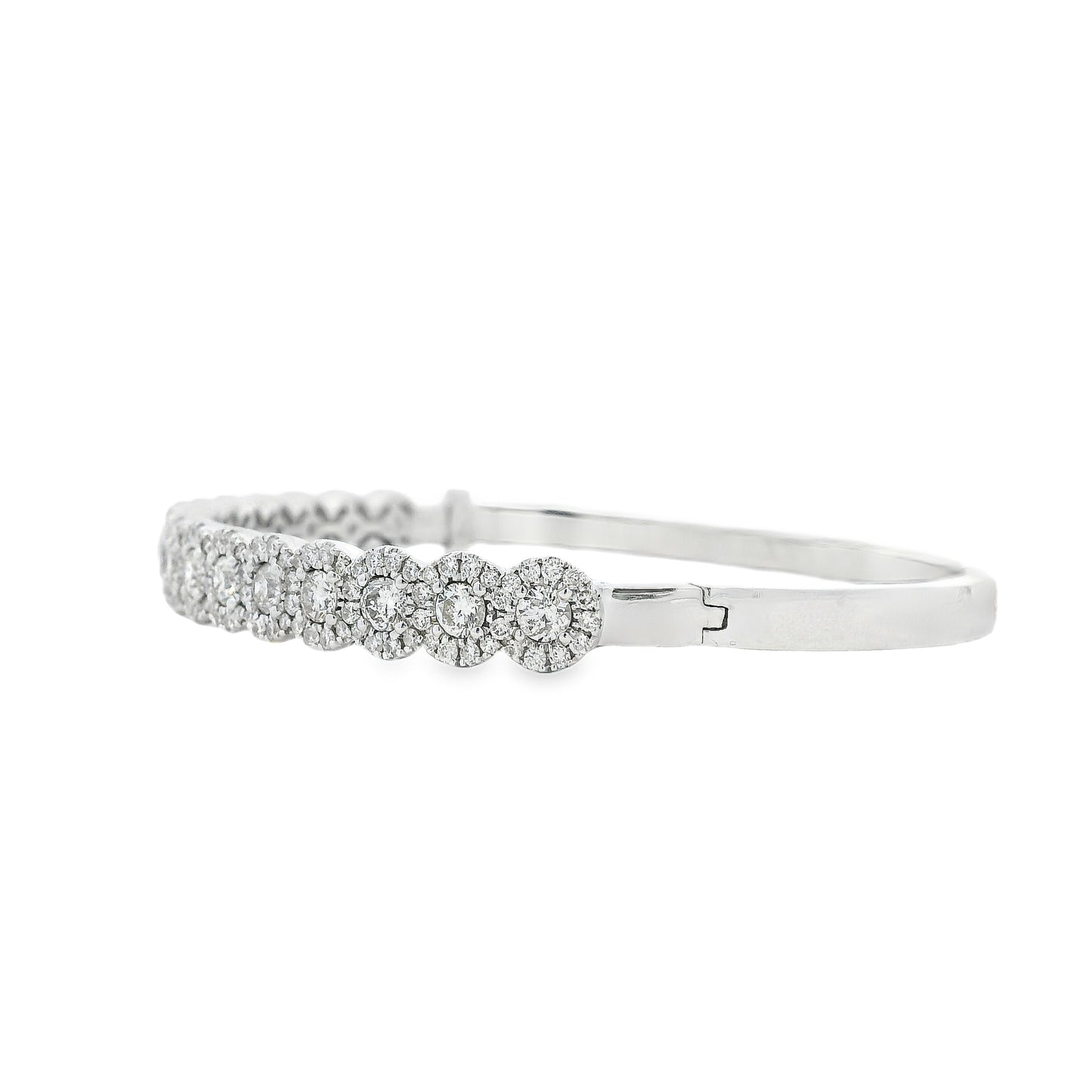 14k White Gold 2.79ctw Round Diamond Bangle Bracelet