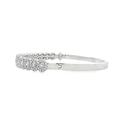 14k White Gold 2.79ctw Round Diamond Bangle Bracelet