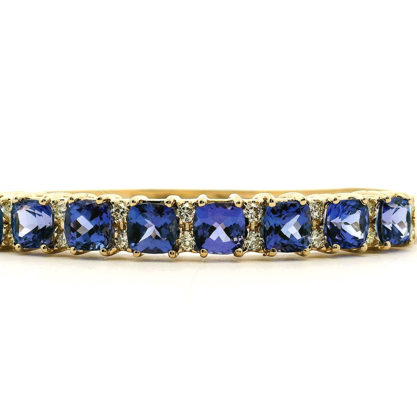 14k Yellow Gold 7.10ctw Tanzanite and 0.65ctw Round Diamond Bangle