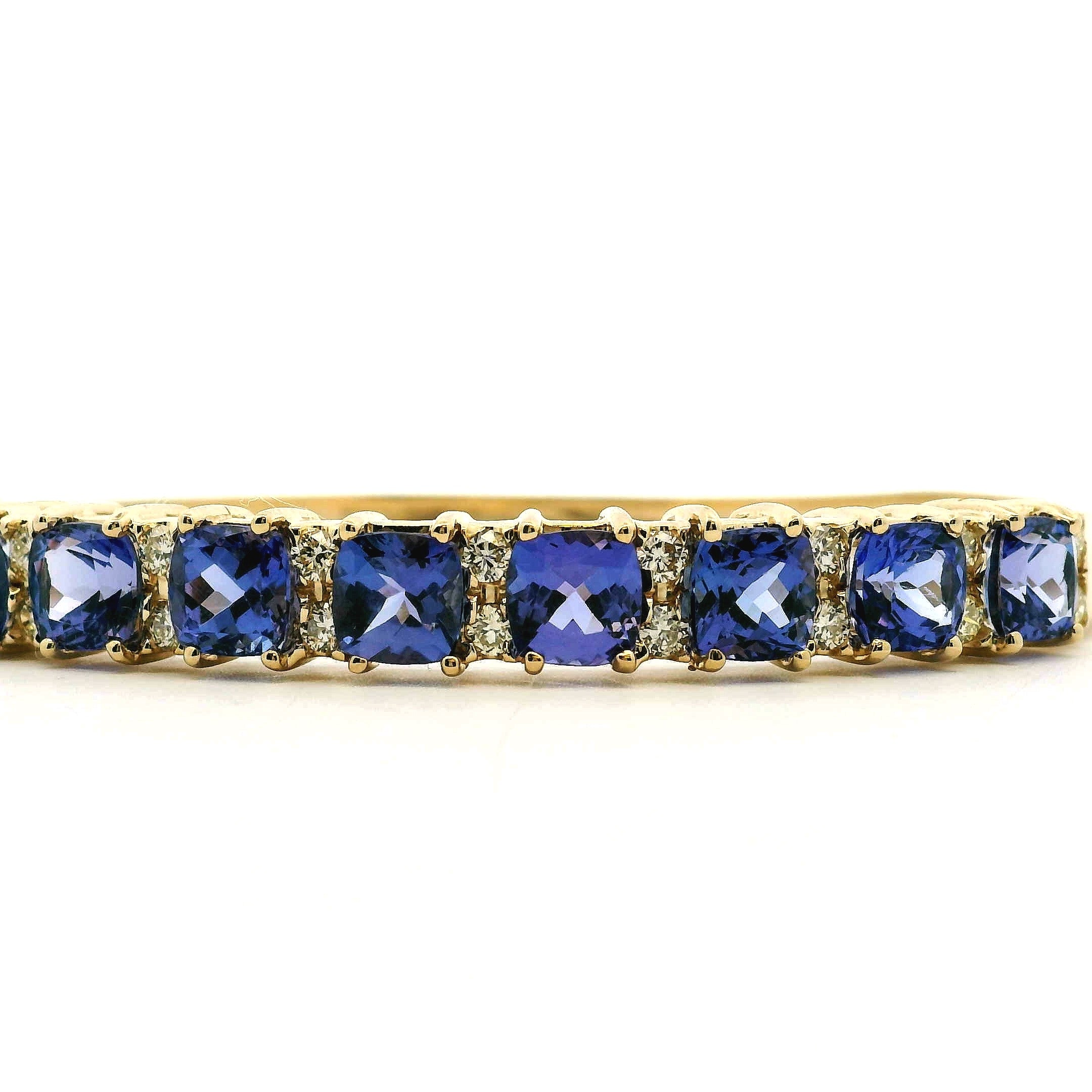 14k Yellow Gold 7.10ctw Tanzanite and 0.65ctw Round Diamond Bangle