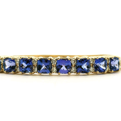 14k Yellow Gold 7.10ctw Tanzanite and 0.65ctw Round Diamond Bangle