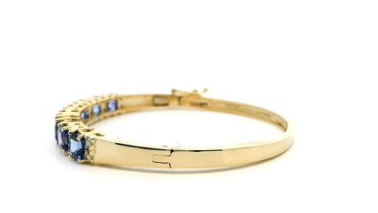 14k Yellow Gold 7.10ctw Tanzanite and 0.65ctw Round Diamond Bangle