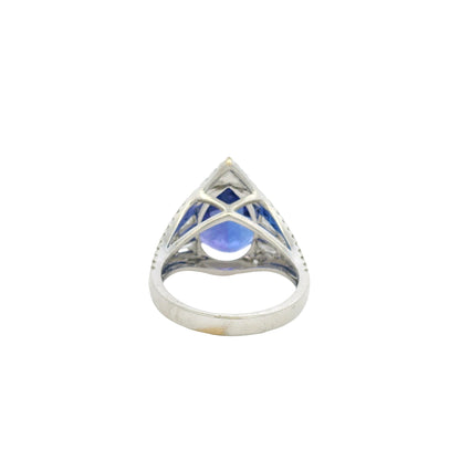 18k White Gold 7.95ctw Pear Cut Tanzanite and 1.47ctw Round and Baguette Diamond Ring